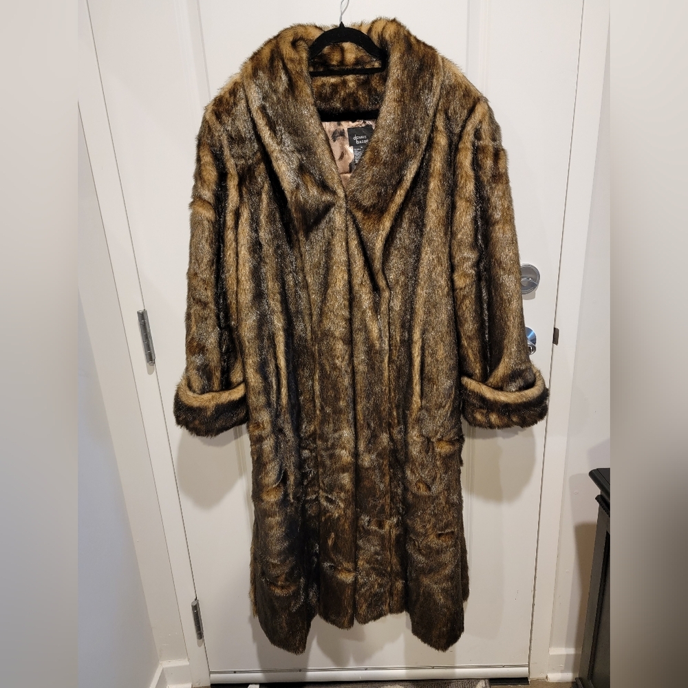 Dennis Basso Luxurious Faux Mink Full-Length Coat Size 1X